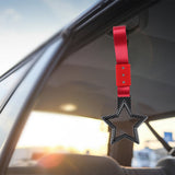 5-Star JDM Tsurikawa Drift Handle Strap – Universal Car Interior Hanging Charm, Carbon Fiber Style Ring & Red Nylon X1