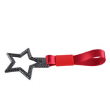 5-Star JDM Tsurikawa Drift Handle Strap – Universal Car Interior Hanging Charm, Carbon Fiber Style Ring & Red Nylon X1