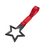 5-Star JDM Tsurikawa Drift Handle Strap – Universal Car Interior Hanging Charm, Carbon Fiber Style Ring & Red Nylon X1