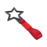 5-Star JDM Tsurikawa Drift Handle Strap – Universal Car Interior Hanging Charm, Carbon Fiber Style Ring & Red Nylon X1