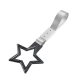 5-Star JDM Tsurikawa Drift Handle Strap – Universal Car Interior Hanging Charm, Carbon Fiber Style Ring & Silver Nylon X1