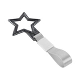 5-Star JDM Tsurikawa Drift Handle Strap – Universal Car Interior Hanging Charm, Carbon Fiber Style Ring & Silver Nylon X1