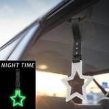 5-Star Glow-in-the-Dark JDM Tsurikawa Drift Handle Strap – Universal Car Interior Hanging Charm, White Ring & Black Nylon X1