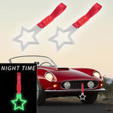 5-Star Glow-in-the-Dark JDM Tsurikawa Drift Handle Strap – Universal Car Interior Hanging Charm, White Ring & Red Nylon X2