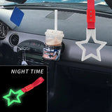 5-Star Glow-in-the-Dark JDM Tsurikawa Drift Handle Strap – Universal Car Interior Hanging Charm, White Ring & Red Nylon X1