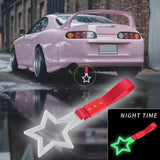 5-Star Glow-in-the-Dark JDM Tsurikawa Drift Handle Strap – Universal Car Interior Hanging Charm, White Ring & Red Nylon X1