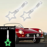 5-Star Glow-in-the-Dark JDM Tsurikawa Drift Handle Strap – Universal Car Interior Hanging Charm, White Ring & Silver Nylon X2