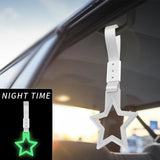 5-Star Glow-in-the-Dark JDM Tsurikawa Drift Handle Strap – Universal Car Interior Hanging Charm, White Ring & Silver Nylon X1