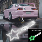 5-Star Glow-in-the-Dark JDM Tsurikawa Drift Handle Strap – Universal Car Interior Hanging Charm, White Ring & Silver Nylon X1