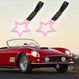 5-Star JDM Tsurikawa Drift Handle Strap – Universal Car Interior Hanging Charm, Pink Ring & Black Nylon X2