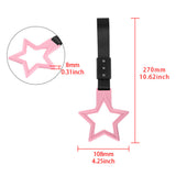 5-Star JDM Tsurikawa Drift Handle Strap – Universal Car Interior Hanging Charm, Pink Ring & Black Nylon X1