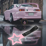 5-Star JDM Tsurikawa Drift Handle Strap – Universal Car Interior Hanging Charm, Pink Ring & Black Nylon X1