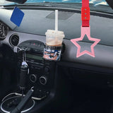 5-Star JDM Tsurikawa Drift Handle Strap – Universal Car Interior Hanging Charm, Pink Ring & Red Nylon X1