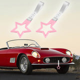 5-Star JDM Tsurikawa Drift Handle Strap – Universal Car Interior Hanging Charm, Pink Ring & Silver Nylon X2