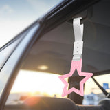 5-Star JDM Tsurikawa Drift Handle Strap – Universal Car Interior Hanging Charm, Pink Ring & Silver Nylon X2