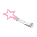 5-Star JDM Tsurikawa Drift Handle Strap – Universal Car Interior Hanging Charm, Pink Ring & Silver Nylon X2