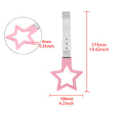 5-Star JDM Tsurikawa Drift Handle Strap – Universal Car Interior Hanging Charm, Pink Ring & Silver Nylon X2