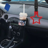 5-Star JDM Tsurikawa Drift Handle Strap – Universal Car Interior Hanging Charm, Red Ring & Black Nylon X2
