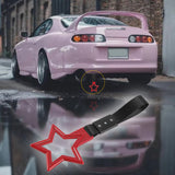 5-Star JDM Tsurikawa Drift Handle Strap – Universal Car Interior Hanging Charm, Red Ring & Black Nylon X1