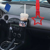 5-Star JDM Tsurikawa Drift Handle Strap – Universal Car Interior Hanging Charm, Red Ring & Red Nylon X2