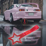 5-Star JDM Tsurikawa Drift Handle Strap – Universal Car Interior Hanging Charm, Red Ring & Red Nylon X1