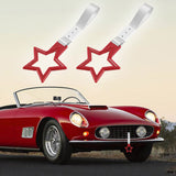 5-Star JDM Tsurikawa Drift Handle Strap – Universal Car Interior Hanging Charm, Red Ring & Silver Nylon X2