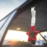 5-Star JDM Tsurikawa Drift Handle Strap – Universal Car Interior Hanging Charm, Red Ring & Silver Nylon X2