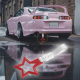 5-Star JDM Tsurikawa Drift Handle Strap – Universal Car Interior Hanging Charm, Red Ring & Silver Nylon X1