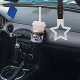 5-Star JDM Tsurikawa Drift Handle Strap – Universal Car Interior Hanging Charm, White Ring & Black Nylon X2