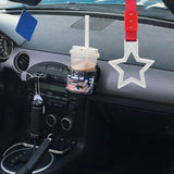 5-Star JDM Tsurikawa Drift Handle Strap – Universal Car Interior Hanging Charm, White Ring & Red Nylon X2