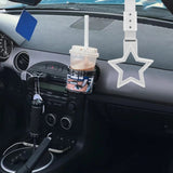 5-Star JDM Tsurikawa Drift Handle Strap – Universal Car Interior Hanging Charm, White Ring & Silver Nylon X2