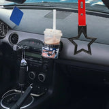 5-Star JDM Tsurikawa Drift Handle Strap – Universal Car Interior Hanging Charm, Black Ring & Red PVC X2