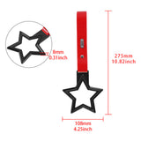 5-Star JDM Tsurikawa Drift Handle Strap – Universal Car Interior Hanging Charm, Black Ring & Red PVC X2