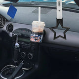 5-Star JDM Tsurikawa Drift Handle Strap – Universal Car Interior Hanging Charm, Black Ring & White PVC X2