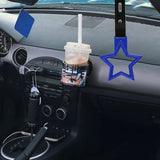 5-Star JDM Tsurikawa Drift Handle Strap – Universal Car Interior Hanging Charm, Blue Ring & Black PVC X2