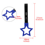 5-Star JDM Tsurikawa Drift Handle Strap – Universal Car Interior Hanging Charm, Blue Ring & Black PVC X2