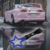 5-Star JDM Tsurikawa Drift Handle Strap – Universal Car Interior Hanging Charm, Blue Ring & Black PVC X1