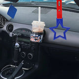 5-Star JDM Tsurikawa Drift Handle Strap – Universal Car Interior Hanging Charm, Blue Ring & Red PVC X2