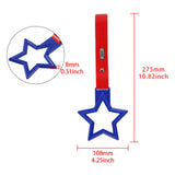 5-Star JDM Tsurikawa Drift Handle Strap – Universal Car Interior Hanging Charm, Blue Ring & Red PVC X2
