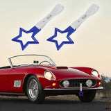 5-Star JDM Tsurikawa Drift Handle Strap – Universal Car Interior Hanging Charm, Blue Ring & White PVC X2