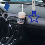 5-Star JDM Tsurikawa Drift Handle Strap – Universal Car Interior Hanging Charm, Blue Ring & White PVC X2