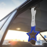 5-Star JDM Tsurikawa Drift Handle Strap – Universal Car Interior Hanging Charm, Blue Ring & White PVC X2