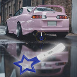 5-Star JDM Tsurikawa Drift Handle Strap – Universal Car Interior Hanging Charm, Blue Ring & White PVC X1