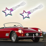 5-Star JDM Tsurikawa Drift Handle Strap – Universal Car Interior Hanging Charm, Neo Chrome Ring & White PVC X2