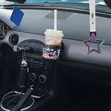 5-Star JDM Tsurikawa Drift Handle Strap – Universal Car Interior Hanging Charm, Neo Chrome Ring & White PVC X1