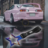 5-Star JDM Tsurikawa Drift Handle Strap – Universal Car Interior Hanging Charm, Burnt Blue Ring & Black PVC X1