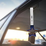5-Star JDM Tsurikawa Drift Handle Strap – Universal Car Interior Hanging Charm, Burnt Blue Ring & White PVC X2