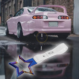 5-Star JDM Tsurikawa Drift Handle Strap – Universal Car Interior Hanging Charm, Burnt Blue Ring & White PVC X1