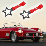 5-Star JDM Tsurikawa Drift Handle Strap – Universal Car Interior Hanging Charm, Carbon Fiber Style Ring & Red PVC X2