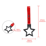 5-Star JDM Tsurikawa Drift Handle Strap – Universal Car Interior Hanging Charm, Carbon Fiber Style Ring & Red PVC X2